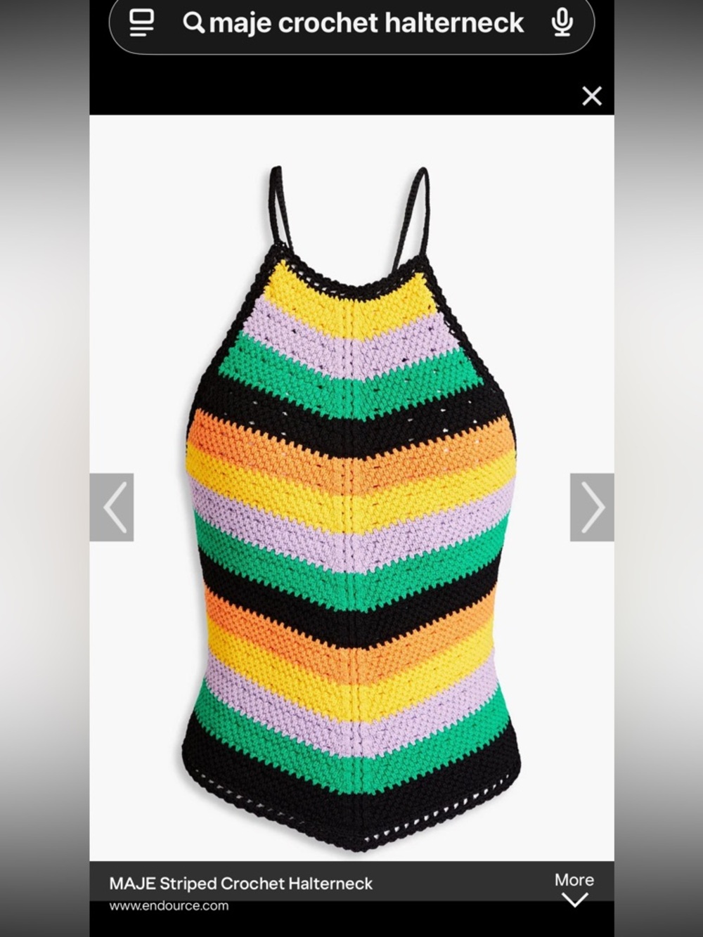 Maje Striped Crochet Halterneck Top